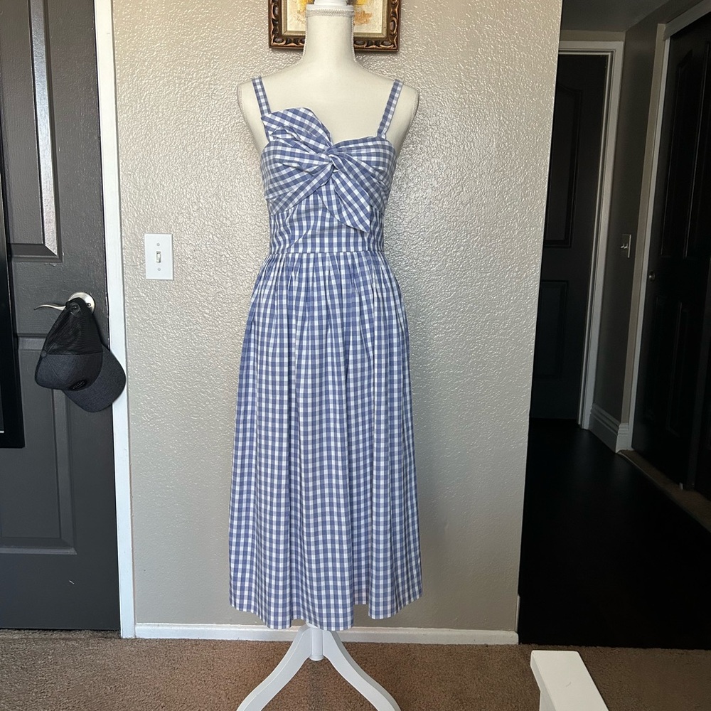 Antonio Melani Light Blue Bow Front Gingham Dress
